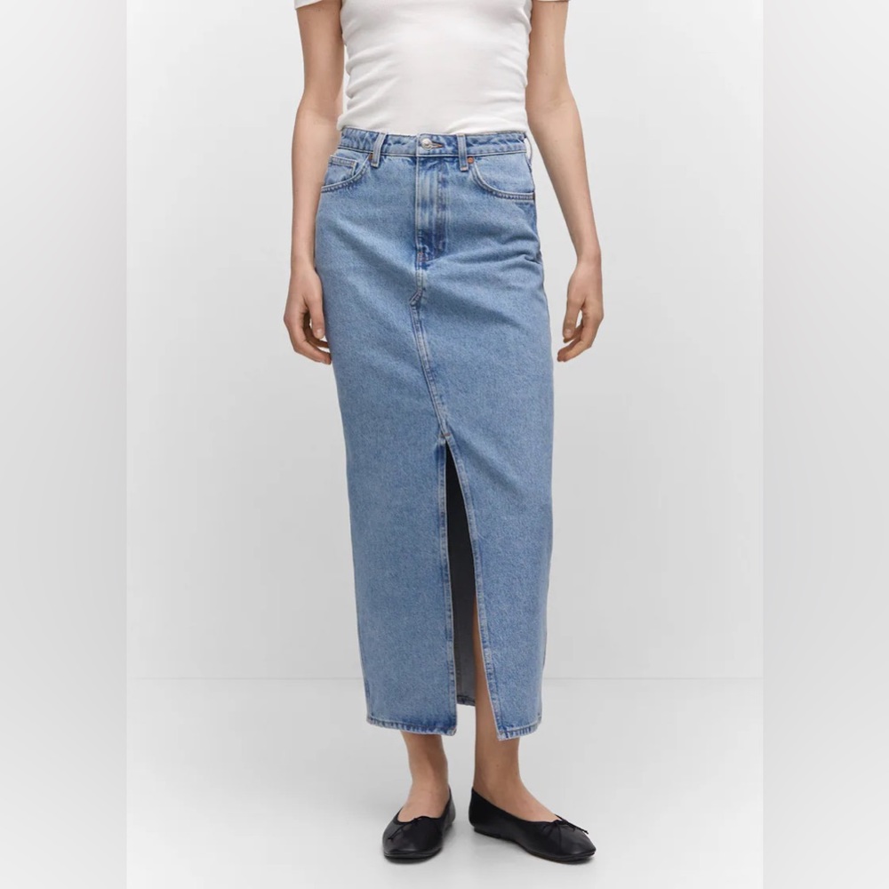 Mango slit denim skirt - Picture 2 of 3
